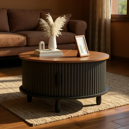 Round coffee table fluted - table,,