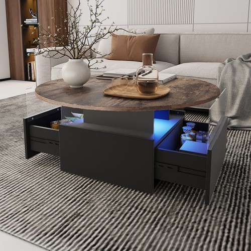Round led coffee table - coffee,