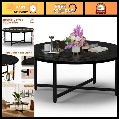Round black coffee table - table, 31.5"