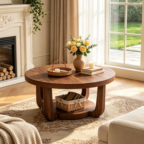 Round coffee table with - round,