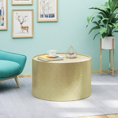 Round coffee table - coffee, gold