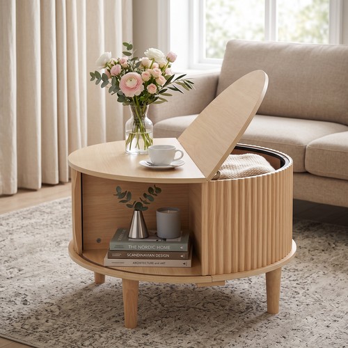 Round coffee table with - round,