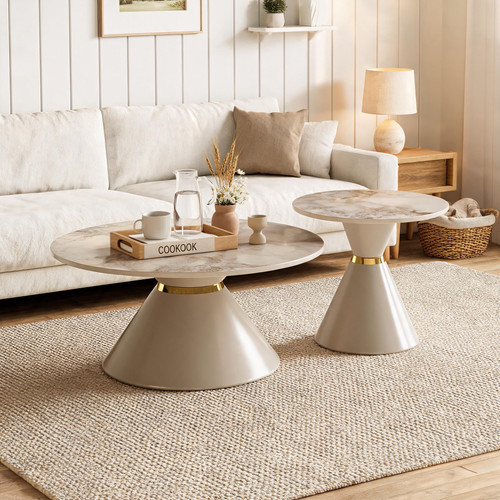 Round nesting coffee table - nesting,