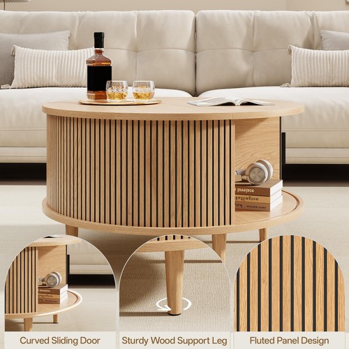 Round coffee table - coffee, with