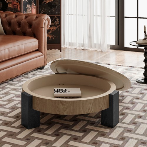 Round coffee table - coffee,