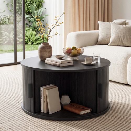 Round coffee table with - coffee,