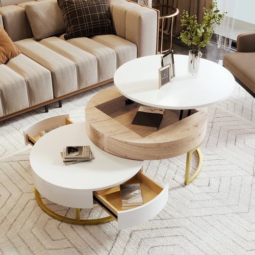 Modern round lift top nesting - round, lift-top