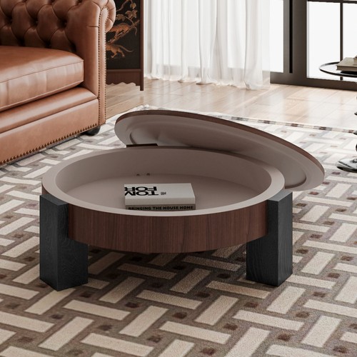 Round coffee table with - coffee,