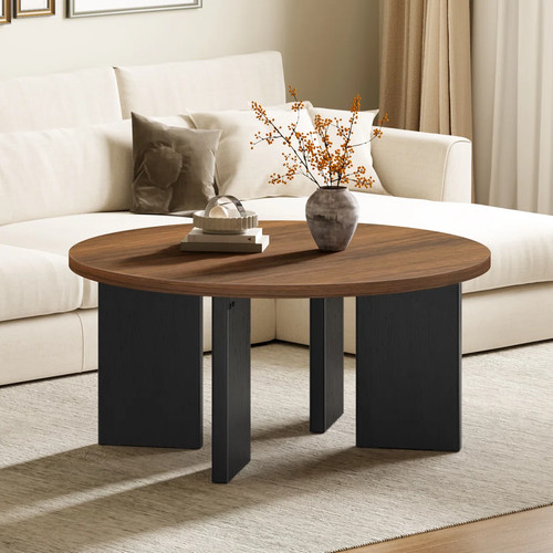 Round brown manufactured wood - brown,