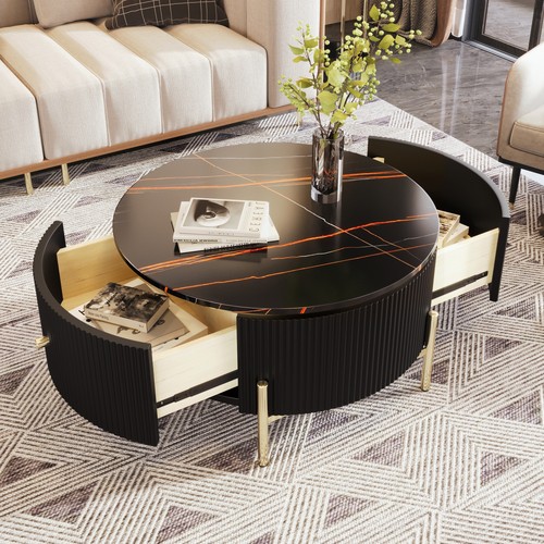 Modern round coffee table wood - round,