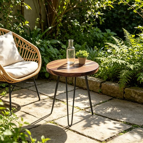 Resin round side table - resin,