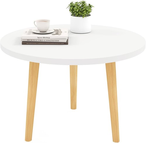 White round low coffee table - white,